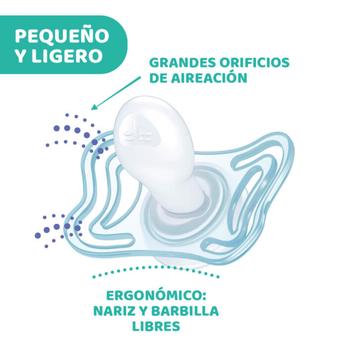 CHUPETE SILICONA ORTODONTICO CHICCO PHYSIO LIGHT 16 - 36 MESES 2 UNIDAD COLOR ROSA - Imagen 2