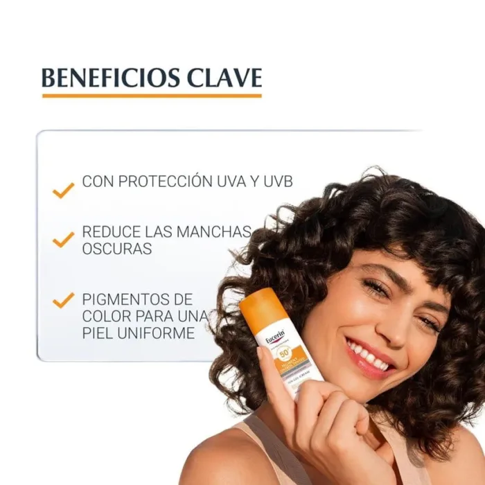 EUCERIN SUN PROTECTION SPF 50+ PIGMENT CONTROL TINTED  1 ENVASE 50 ML COLOR CLARO - Imagen 3