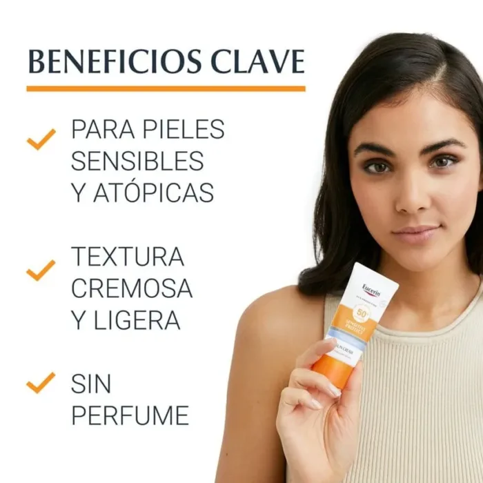 EUCERIN SUN PROTECTION 50+ SUN CREMA SENSITIVE PROTECT PIEL SENSIBLE  1 ENVASE 50 ML - Imagen 3