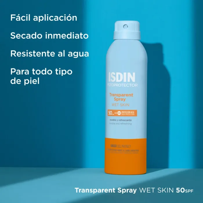 ISDIN FOTOPROTECTOR TRANSPARENT SPRAY WET SKIN SPF 50  1 ENVASE 250 ML - Imagen 2