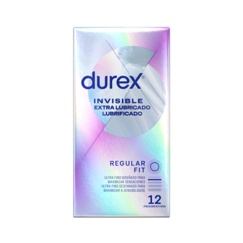 DUREX INVISIBLE EXTRA FINO EXTRA LUBRICADO PRESERVATIVOS 12 UNIDADES