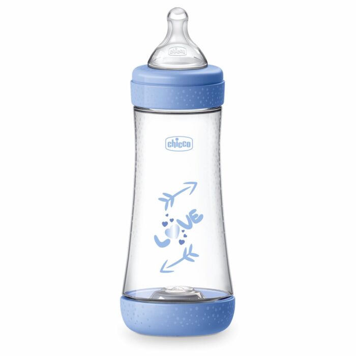 BIBERON PLASTICO T SILICONA CHICCO PERFECT5 AZUL 4M+ FLUJO RAPIDO 300 ML - Imagen 2