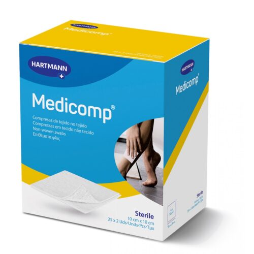 COMPRESAS DE TEJIDO NO TEJIDO ESTERILES MEDICOMP 50 UNIDADES 10 X 10 CM