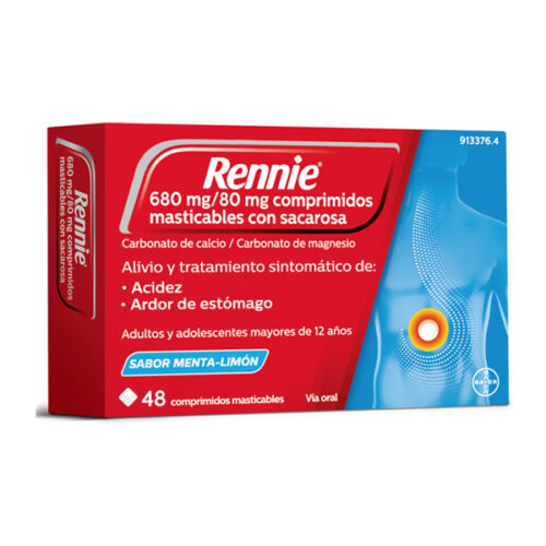 RENNIE 680 MG/80 MG 48 COMPRIMIDOS MASTICABLES (CON SACAROSA)