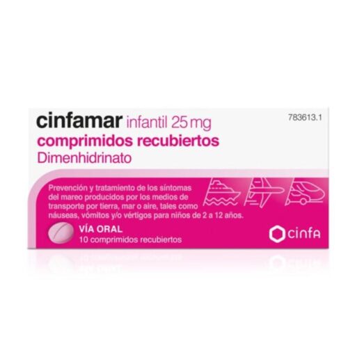 CINFAMAR INFANTIL 25 MG 10 COMPRIMIDOS RECUBIERTOS
