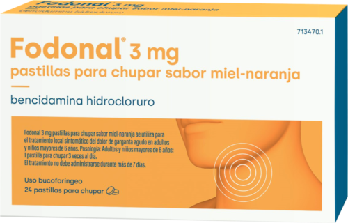 FODONAL 3 MG 24 PASTILLAS PARA CHUPAR (SABOR MIEL Y NARANJA)