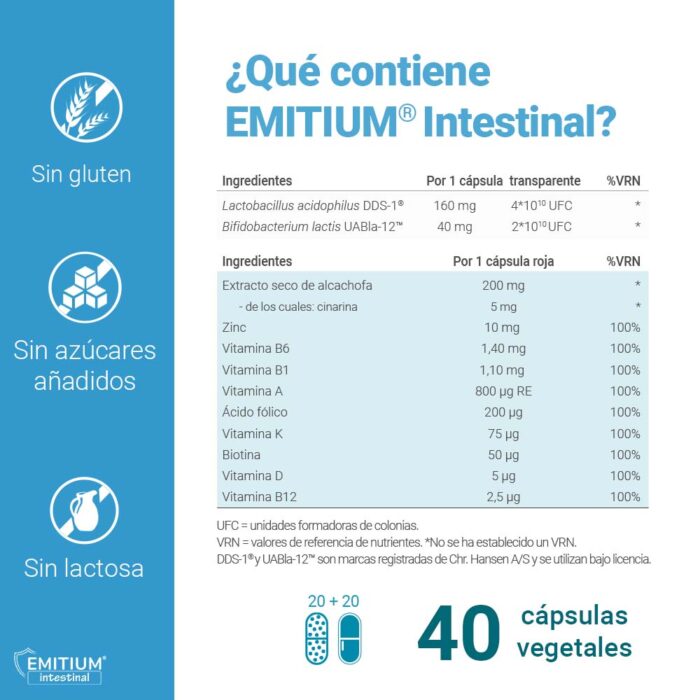 EMITIUM INTESTINAL  40 CAPSULAS - Imagen 3