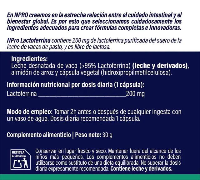 N-PRO LACTOFERRINA 60 CAPSULAS - Imagen 2
