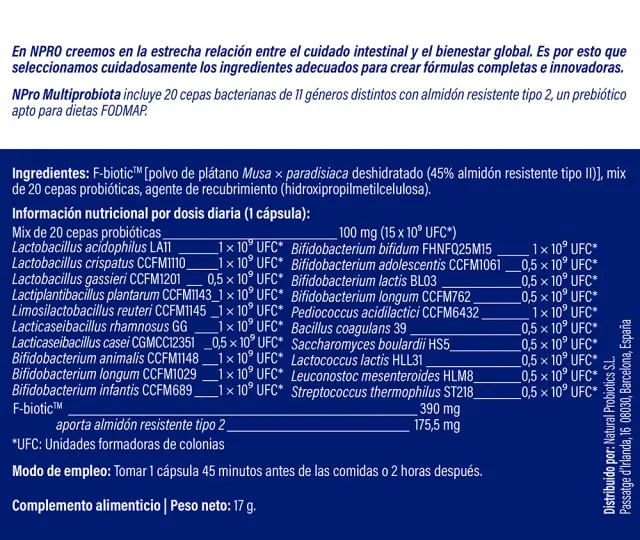 NPRO MULTIPROBIOTA 30 CAPSULAS - Imagen 2